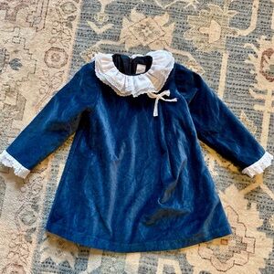 Pepa London Blue Velvet Dress Lace CollAR 4Y
